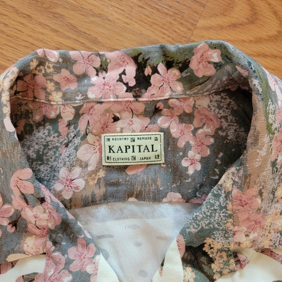Kapital Sakura Aloha Bone Print Shirt - Khaki - Picture 5 of 9